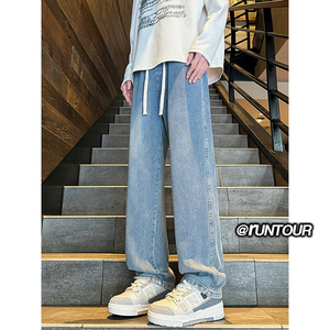 星空纹高街牛仔裤男春季cleanfit宽松休闲裤子A166-K032-P45控65图片