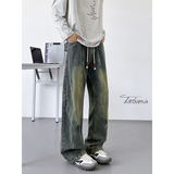 美式复古牛仔裤男秋季褶皱工装直筒阔腿裤A166-NA5802-特P42控78，男装牛仔裤，电商A166