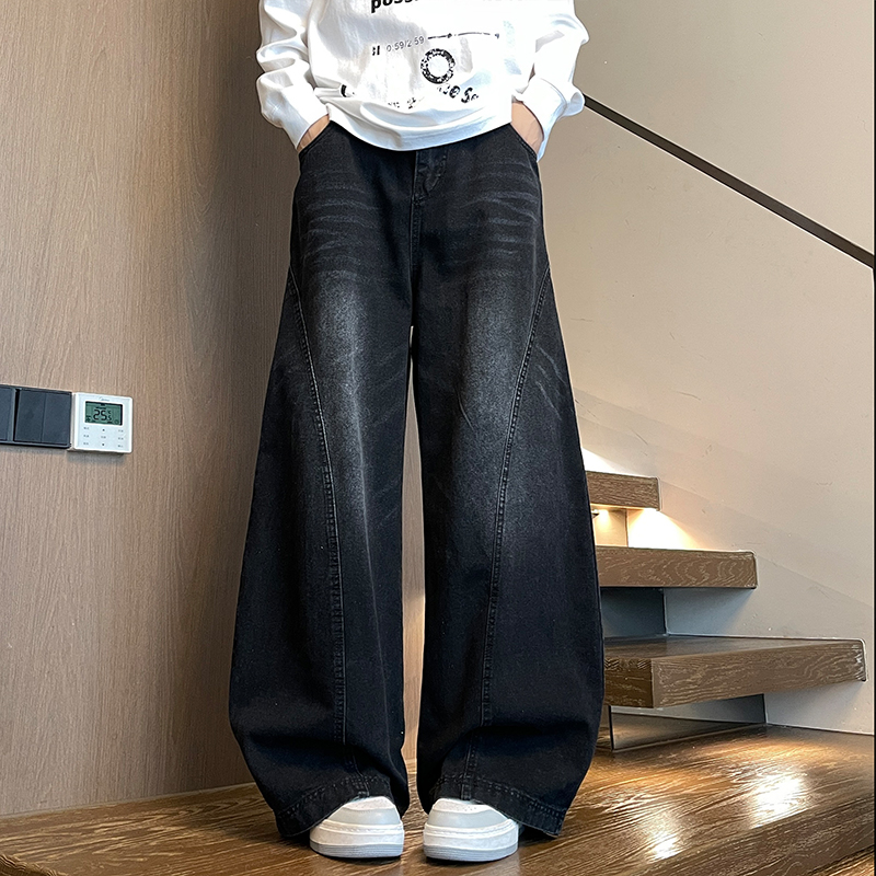 美式复古解构弯刀牛仔裤男秋水洗宽松长裤A166-NA5J03-特P45控75，男装牛仔裤，电商A166