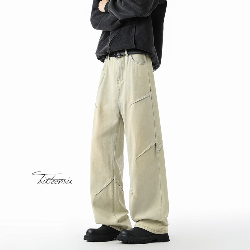 褶皱牛仔裤男秋季cleanfit美式高街做旧长裤A166-K043-特P38控75,男装牛仔裤,电商A166