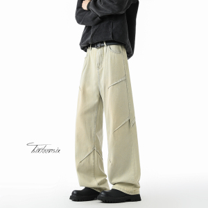 褶皱牛仔裤男秋季cleanfit美式高街做旧长裤A166-K043-特P38控75图片