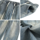 春季美式复古cleanfit阔腿牛仔裤男直筒休闲裤A166-K006-P50控78，男装牛仔裤，电商A166