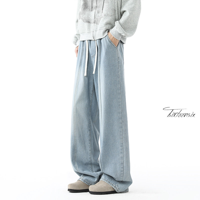 美式风加绒牛仔裤男士秋冬宽松直筒裤A166-K274-特P35加绒48控68,男装牛仔裤,电商A166