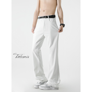 cleanfit白色牛仔裤男夏季美式弹力微喇裤子A166-KZ30-特P35控69图片