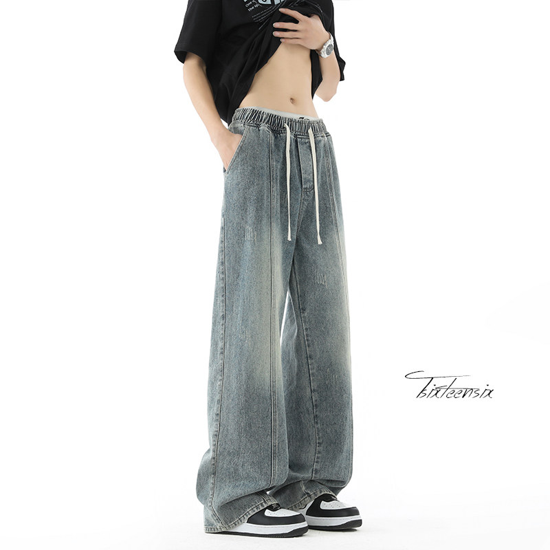 美式复古猫抓牛仔裤男2026春季宽松直筒长裤A166-K006-P50控78,男装牛仔裤,电商A166