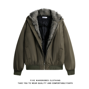 美式毛领棉衣男冬季座山雕棉服加绒夹克外套A166-MF2230-特P95，男装夹克，电商A166