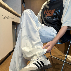 冰丝休闲裤男夏季薄透气宽松直筒凉感长裤A166-KA5509-特P30控55图片