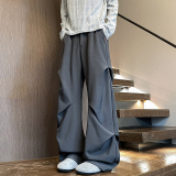 微喇褶皱西装裤子男宽松休闲垂坠感伞兵裤A166-KA5907-特P45控69，男装西服套装，电商A166