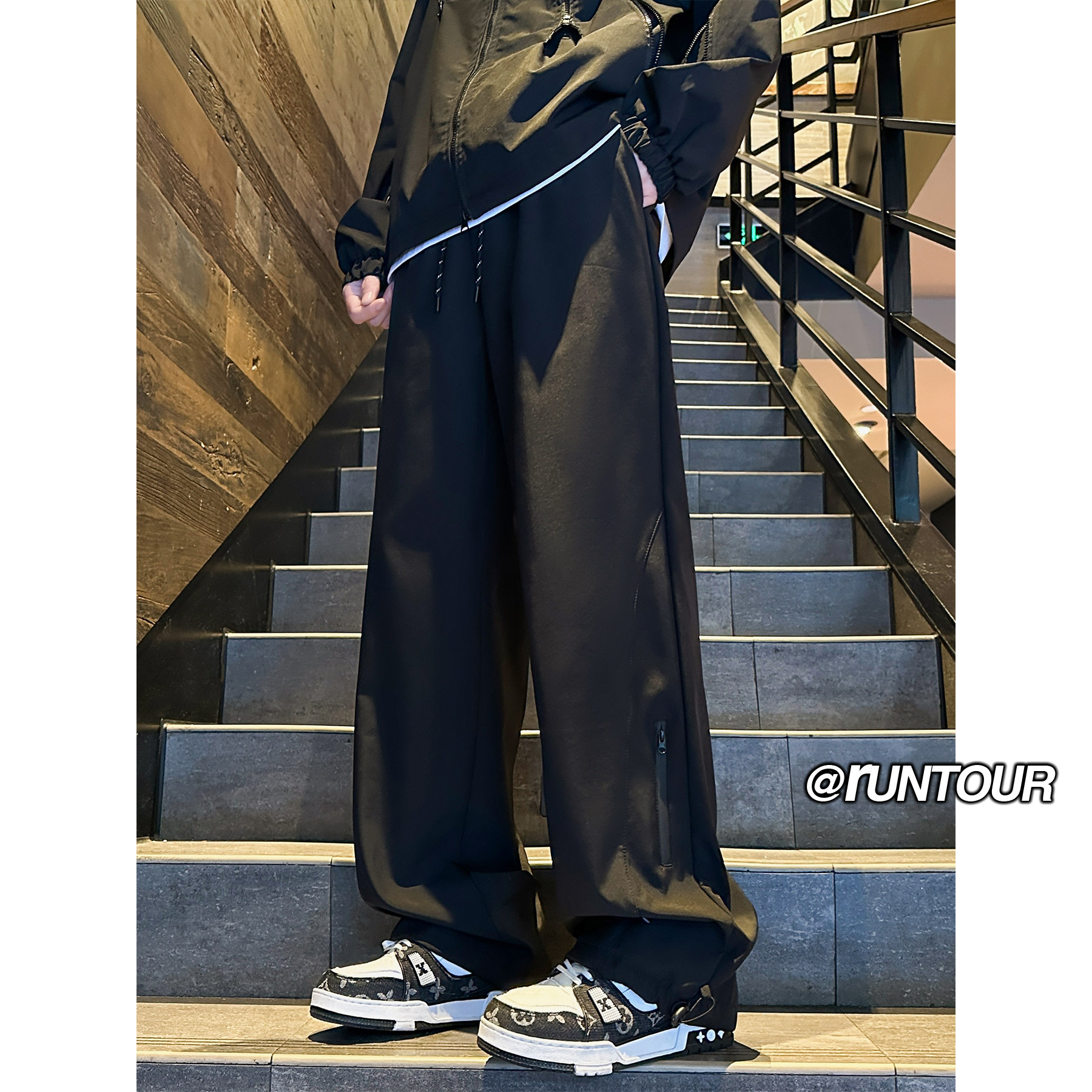 加绒加厚冲锋裤男冬季潮直筒休闲裤A166-BK2375-特P28加绒38控48,男装休闲裤,电商A166