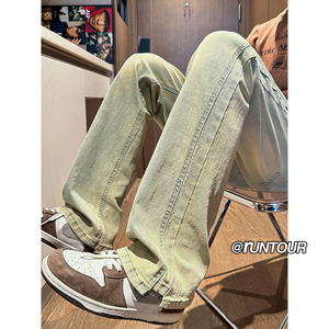 牛仔裤男秋季裤子修身窄版直筒裤美式高街A166-K276-特P38控68图片