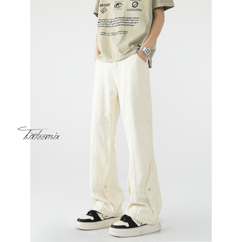 拼接牛仔裤男款夏季美式高街cleanfit微喇裤子A166-K035-P45控75,男装牛仔裤,电商A166