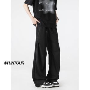褶皱卫裤男春季美式hiphop阔腿高街裤子A166-KB4019-特P35控69图片