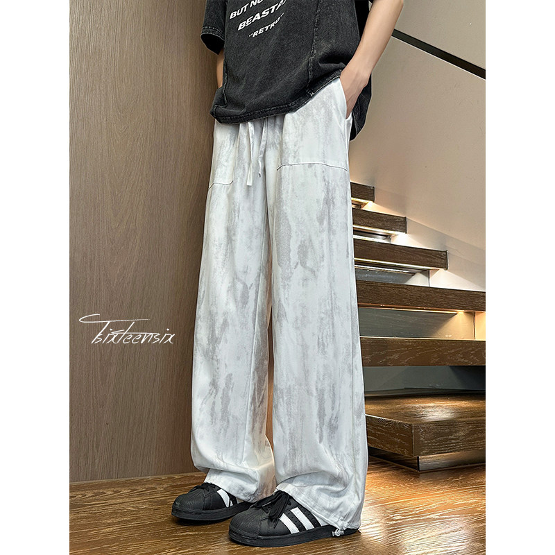 垂感扎染冰丝西裤男夏季潮凉感宽松休闲裤A166-KA5501-特P27-控55,男装西裤,电商A166