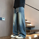 斜切牛仔裤男秋美式高街裤子cleanfit弯刀裤A166-NA4J01-P45控75，男装牛仔裤，电商A166