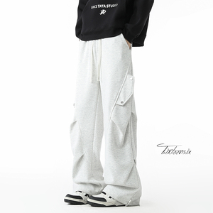 美式重磅褶皱卫裤男春秋季宽松伞兵休闲裤子A166-KB4014-P50控79，男装休闲裤，电商A166