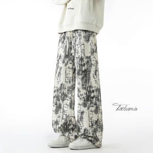 扎染灯芯绒休闲裤子男春季垂感长裤直筒阔腿裤A166-CK301-P45控78，男装休闲裤，电商A166