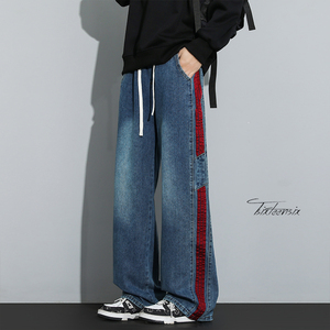 三条杠牛仔裤男美式高街vibe裤子直筒裤子A166-NA5515-特P40控75图片