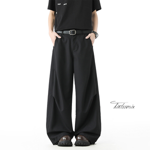 美式褶皱弯刀西裤男2026春季阔腿休闲长裤A166-KA5903-特P40控68图片