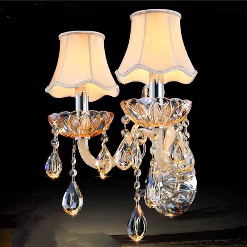 现代欧式客厅水晶墙壁灯简约时尚床头灯美式奢华大气酒店壁灯