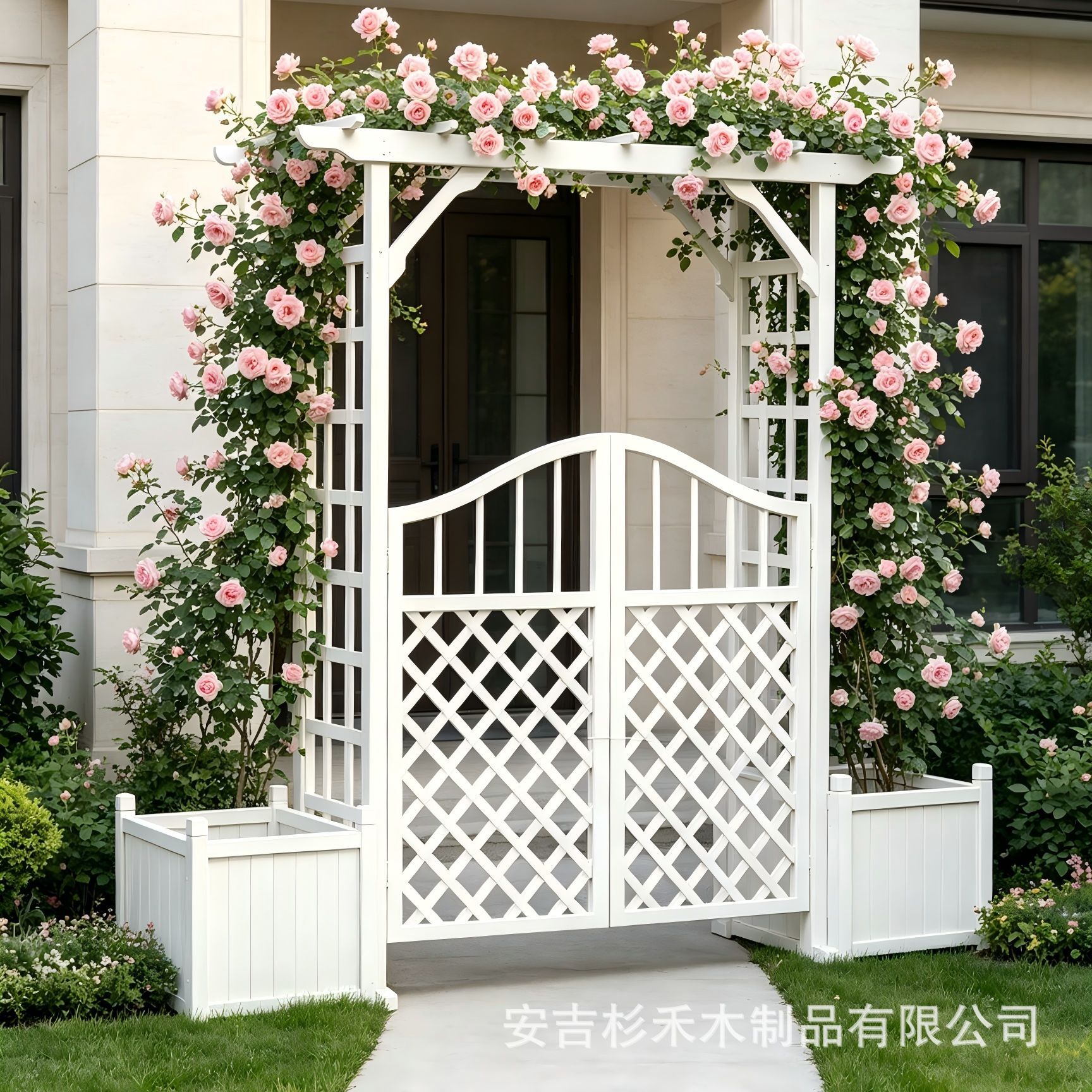 白色拱门花架爬藤架月季室外庭院拱形户外葡萄架花园婚庆装饰门图片