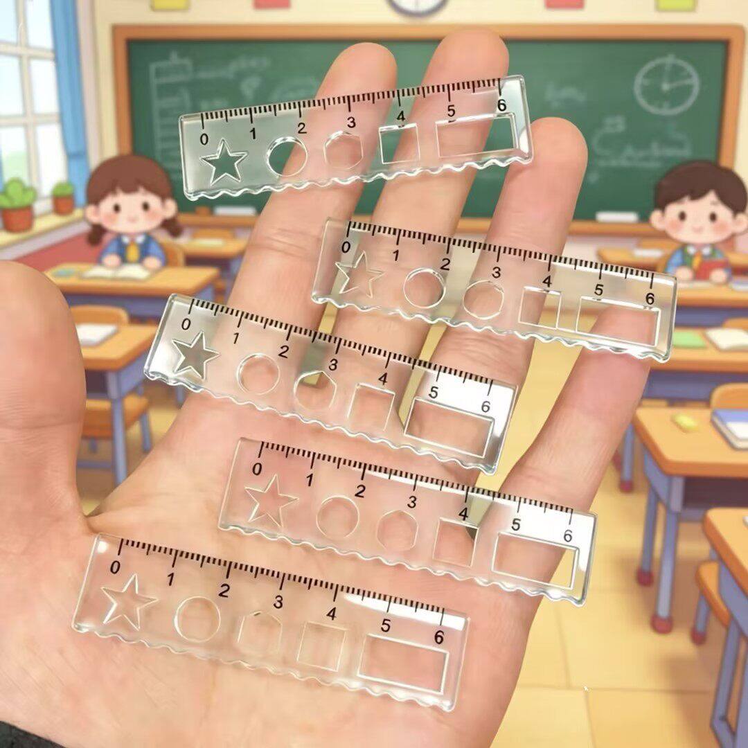 2026新款透明迷你版手掌尺子掌心尺子多功能直尺图案尺绘画绘图尺