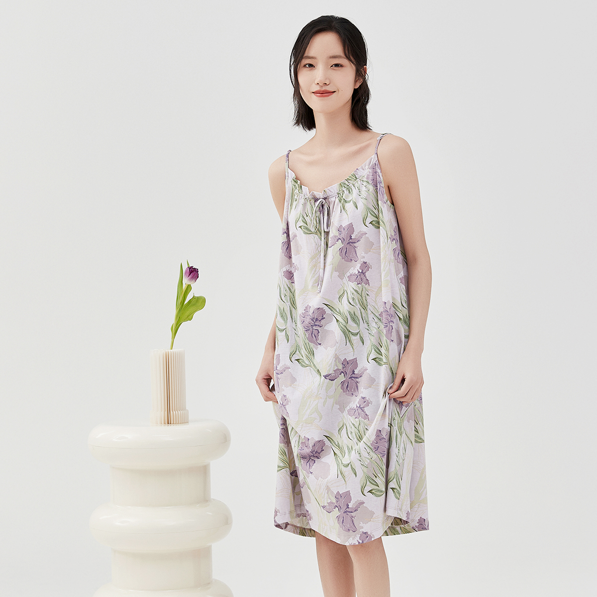 顶呱呱女纯棉吊带睡裙