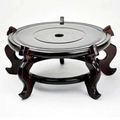 客厅水培玻璃花瓶底座仿实木花架树脂塑料大号圆形鱼缸盆景托盘