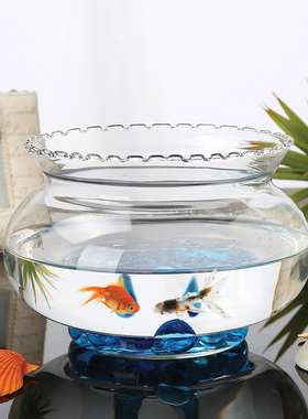 小型鱼缸水培花盆透明玻璃花瓶特大大号碗莲 睡莲水仙花盆水养植