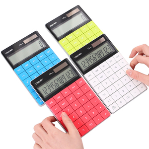 无声得力计算器1589计算器直板键盘按键创意小清新彩色平板式计算器财务文具办公用品会计多功能算数算账简约