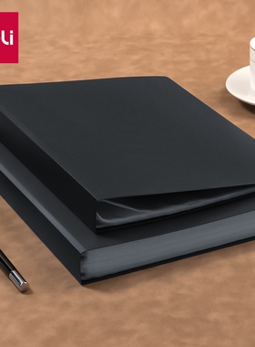 得力乐谱夹a4纯黑灰蓝色文件夹a4资料夹透明插页档案夹钢琴谱夹琴谱夹乐谱收纳册歌曲谱夹子谱曲夹子资料册袋