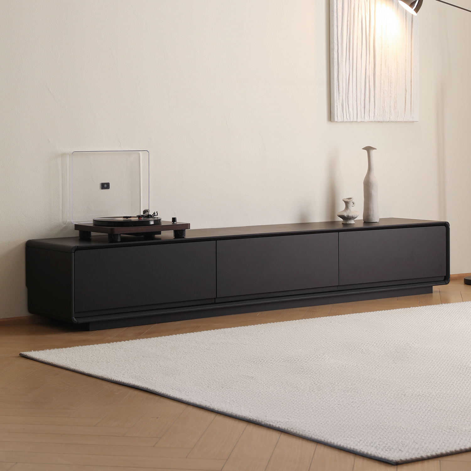 艾迪嘉 简一电视柜 实木地柜现代简约落地大抽屉客厅储物柜极简