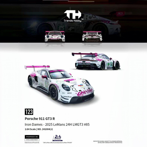 TH 1:64 #123 保时捷911 GT3 R 铁娘子85# 合金汽车模型