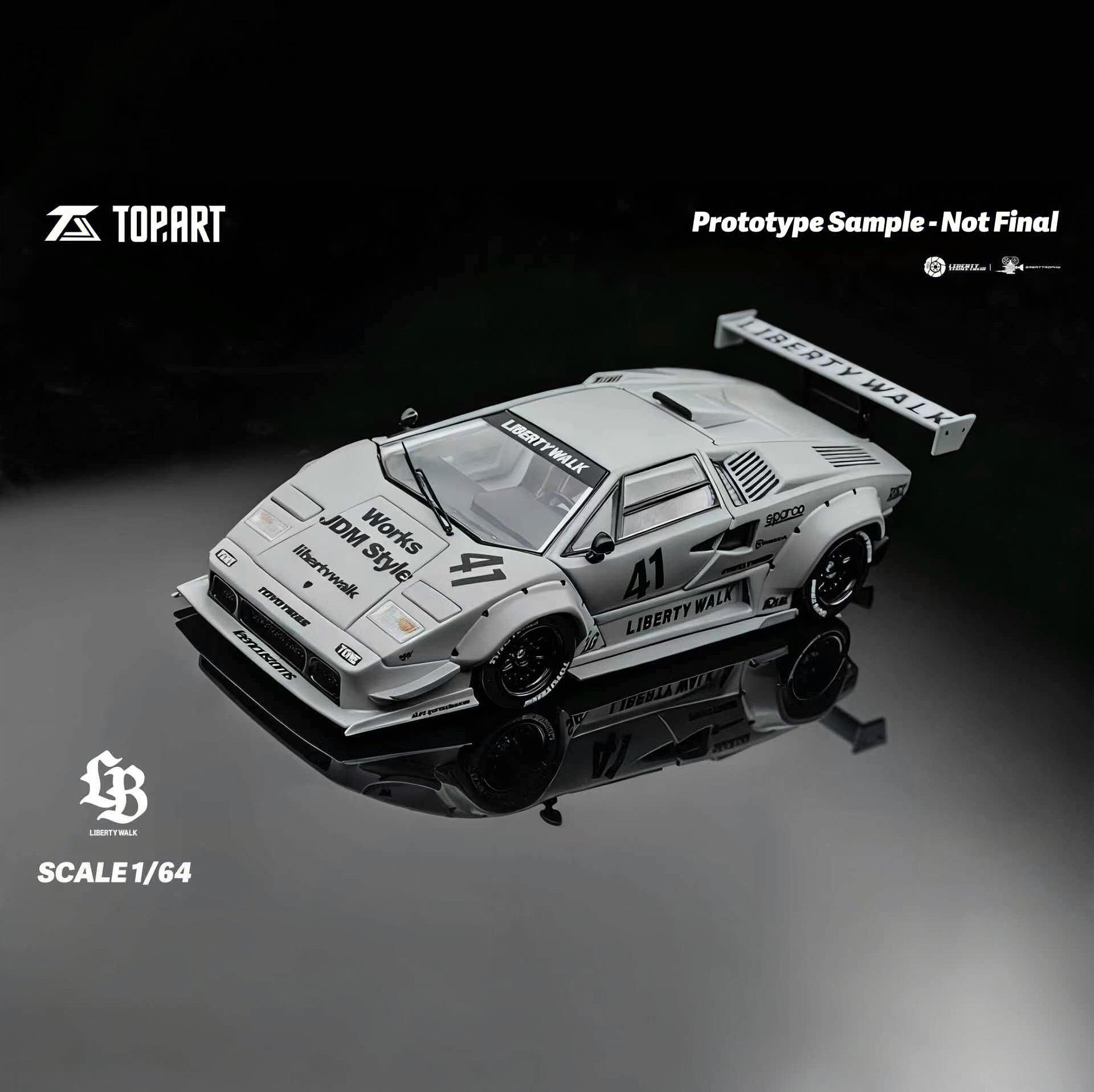 【现货】TOPART 康塔什 战斗灰 COUNTACH 合金全开汽车模