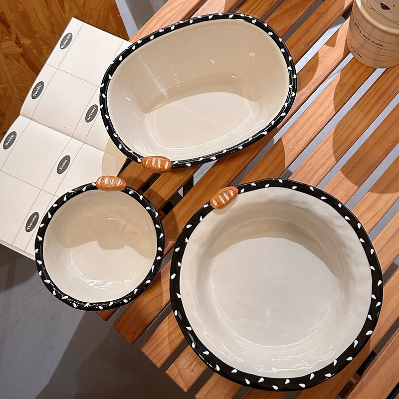 复古卡通波点面包餐具套装家用菜盘米饭碗早餐分餐盘沙拉碗礼物,餐饮具,盘,淘宝优惠券,粉丝福利购,淘宝优惠卷