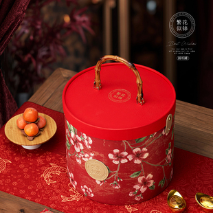 2026新年年货特产礼盒手提高档礼盒坚果干货包装盒抱抱桶空盒子