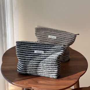 【素希布包】素色粗纺呢子布包化妆包手拿包厚实大容量洗漱收纳袋