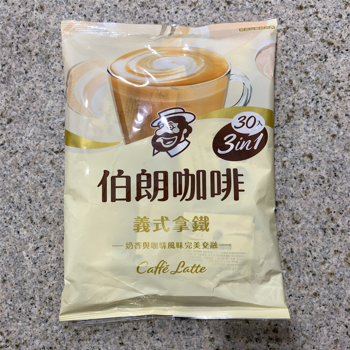 台湾原装伯朗咖啡意式拿铁三合一咖啡525g卡布奇诺风味袋装30入