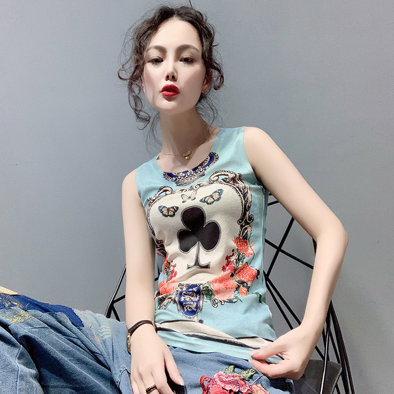 歐洲站2022夏裝花色短款吊帶小背心女式外穿上衣服無袖印花t恤女在類目 女裝/女士精品, T恤中 - 來自Buy2taobao.com提供專業的淘寶代購服務