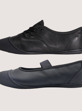 Vans Premium Authentic Prima黑色牛皮革芭蕾风方头芭蕾鞋薄底鞋