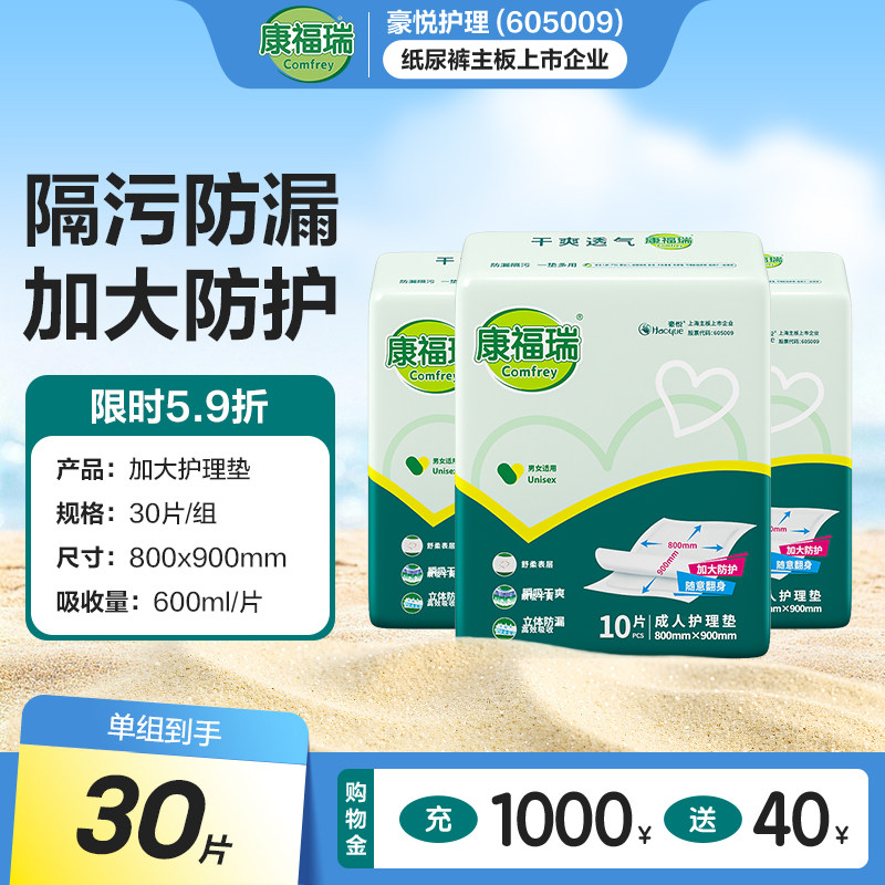 康福瑞成人护理垫老人尿垫80x90一次性隔尿垫尿不湿产妇护垫30片