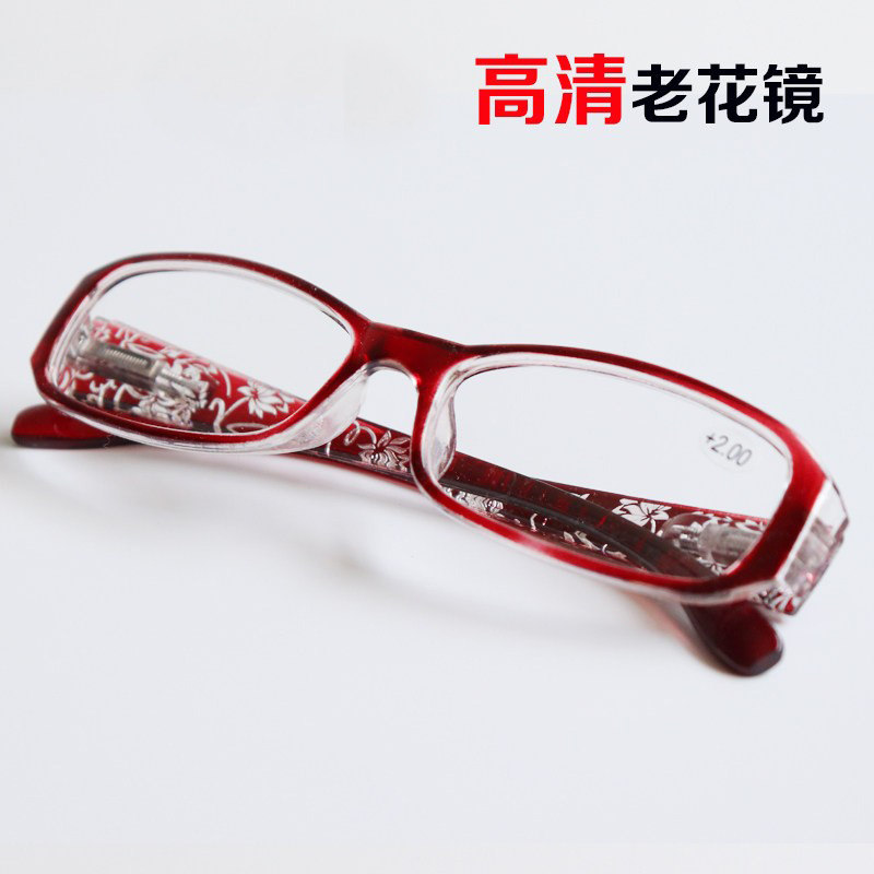 老花镜女 时尚高清弹簧腿超轻便携式中老年人老花眼睛妈妈款花镜