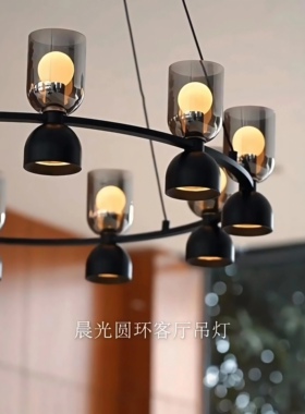 铂夜侯晨光客厅吊灯现代简约意式端圆形北欧设计感玻璃卧室灯灯具