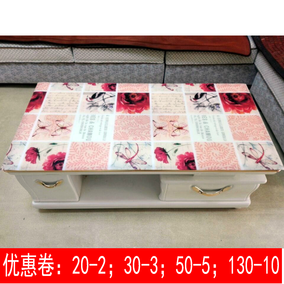 45*200PVC不透明彩色软玻璃大理石印花塑料书桌布防水茶几餐桌垫