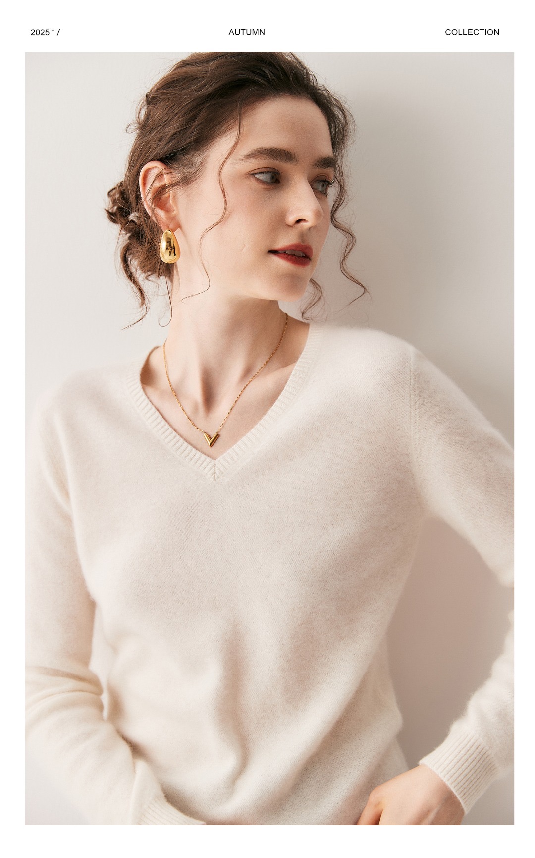 2025新款秋冬羊绒衫女V领针织衫时尚潮流毛衣慵懒风韩版宽松外套