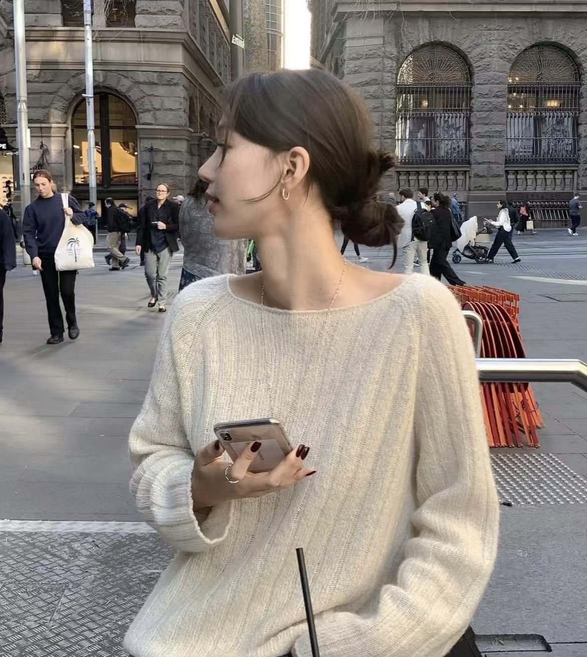 2025冬季一字领插肩100纯羊毛衫女欧货坑条软糯秋冬毛衣高级感