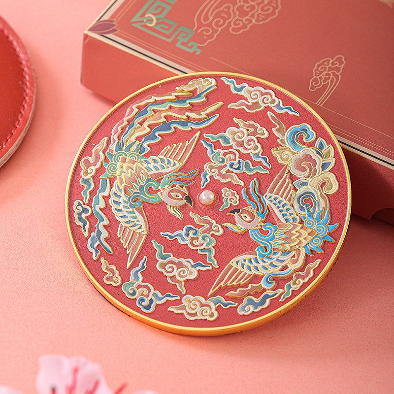 随身化妆镜旅行便携朱颜学生梳妆小镜子纪念山东省博物馆文创周边