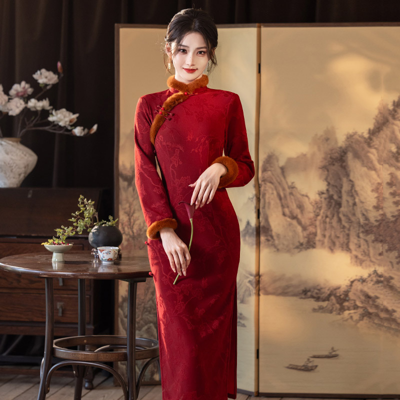 时尚华韵新中式旗袍婚宴礼服2026秋冬季新款女高端订婚敬酒服长款