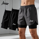 跑步速干体育裤 男健身透气篮球三四分裤 子 带内衬运动训练短裤 夏季