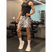 潮牌健身训练篮球裤 美式 设计感蛇纹三四分中裤 运动速干夏季 子 短裤