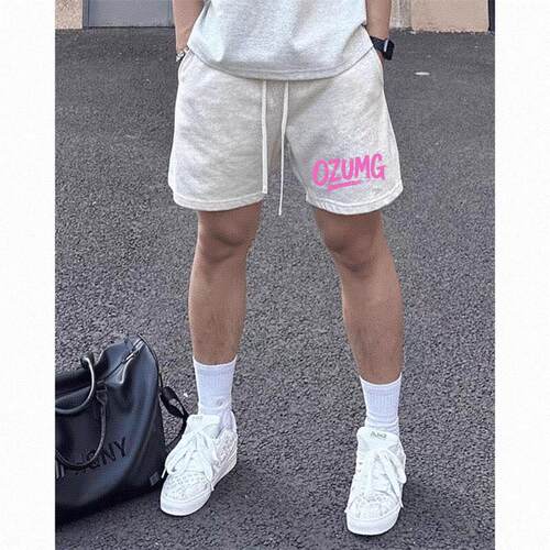 美式潮牌印花短裤男薄款透气宽松休闲裤宽松潮牌复古篮球五分短裤